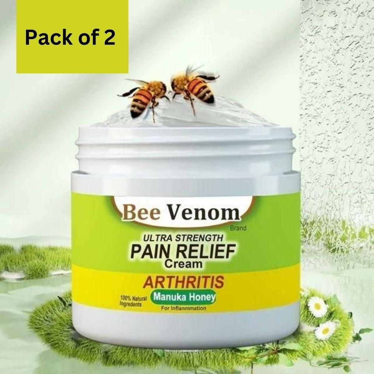 Bee Venom Ultra Strength Pain Relief Cream “Natural Power, Strong Relief" (Pack of 2)