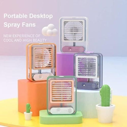Rechargeable Battery Operated Mini USB Fan With Mist Water Spray "“Stay Chill Anywhere"