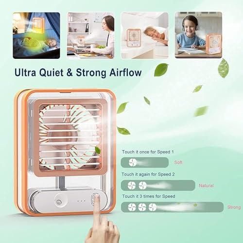 Rechargeable Battery Operated Mini USB Fan With Mist Water Spray "“Stay Chill Anywhere"