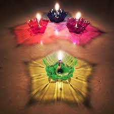 “Shine Brighter with 3D Reusable Reflective Shadow Colourful Diya (Pack of 4/12/24)